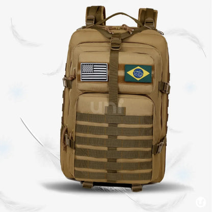 Mochila Tática Militar 50L Impermeável Tactical Titan™ | Brinde: Patch Bandeira do Brasil